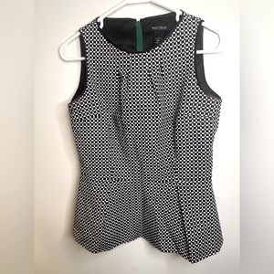 White House Black Market Peplum Women’s Sleeveless Top Black & White Size 6